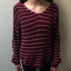 Dark red and white striped sweater